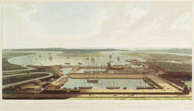 New Dock, Wapping, 1808 by William Daniell